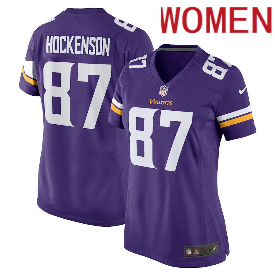 Women Minnesota Vikings #87 T J  Hockenson Nike Purple Game Player NFL Jersey->tennessee titans->NFL Jersey